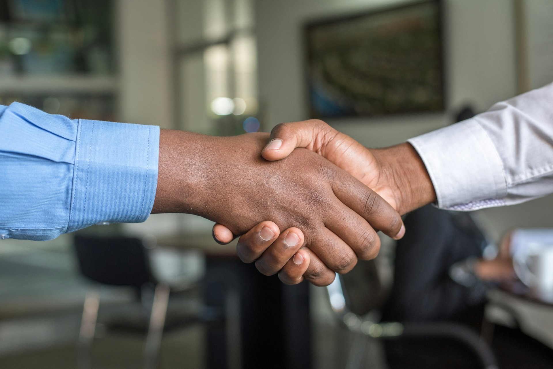 Two business partners shaking hands